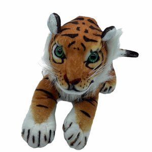 Tiger plush stuffed animal realistic looking 5"x11